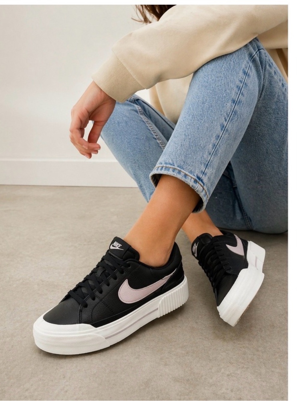 Nike Court Legacy Lift Platform Sneakers Black Platinum Violet | 11.5